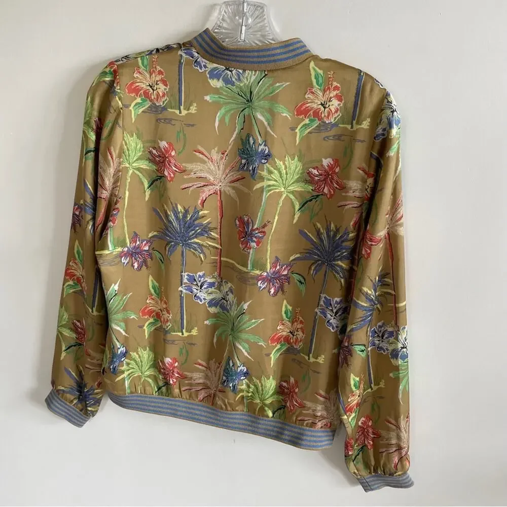 Scotch & Soda Tropical Palm Tree Reversible Satin Bomber Jacket